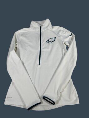 Philadelphia Eagles Nike Dri-Fit White 1/4-Zip Pullover Womens M Long-Sleeve NFL